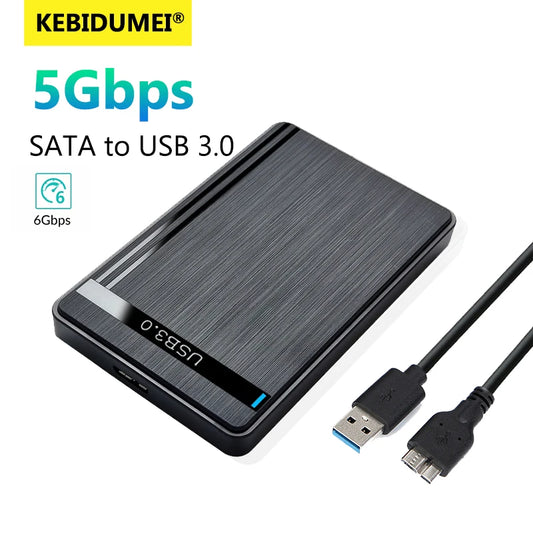 Case Externo 2.5'' SATA para USB 3.0 – 5Gbps – Compatível SSD/HDD – KEBETEME